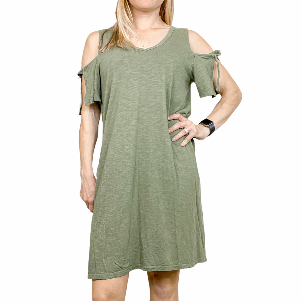 Sanctuary Dress Anthropologie Cold Shoulder Military Green Lakeside Dress